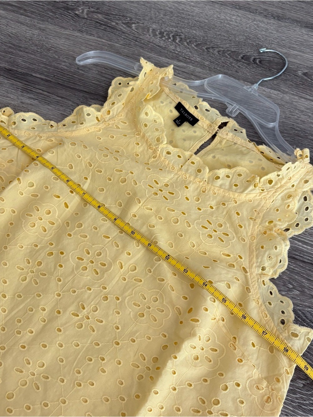 Talbots Yellow Eyelet Scalloped Tank Top Size S - Picture 6 of 6
